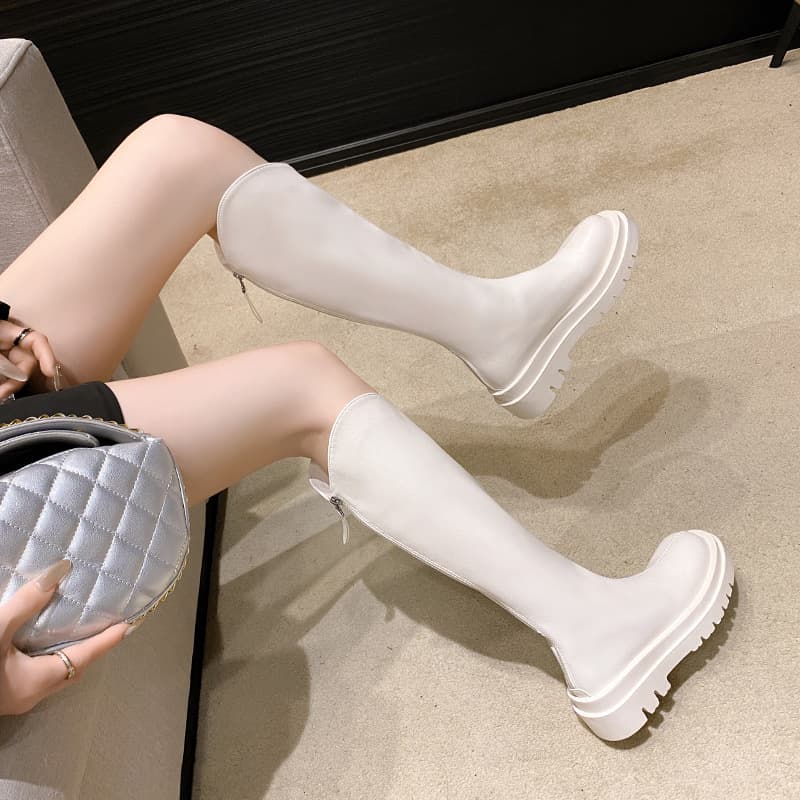 レディース厚底ロング丈レインブーツ