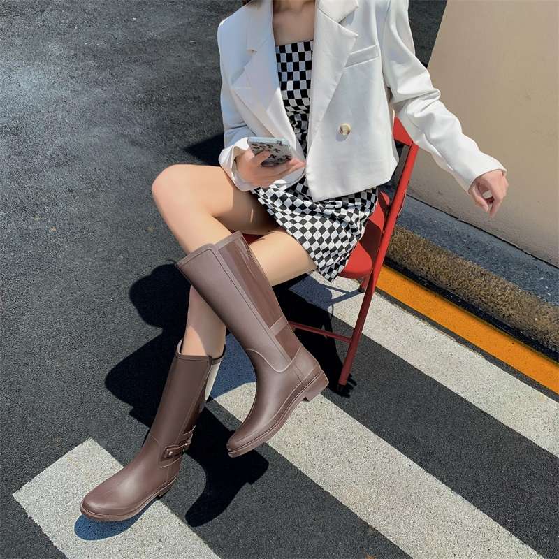 レディース長靴 洗練されたロング丈レインブーツ