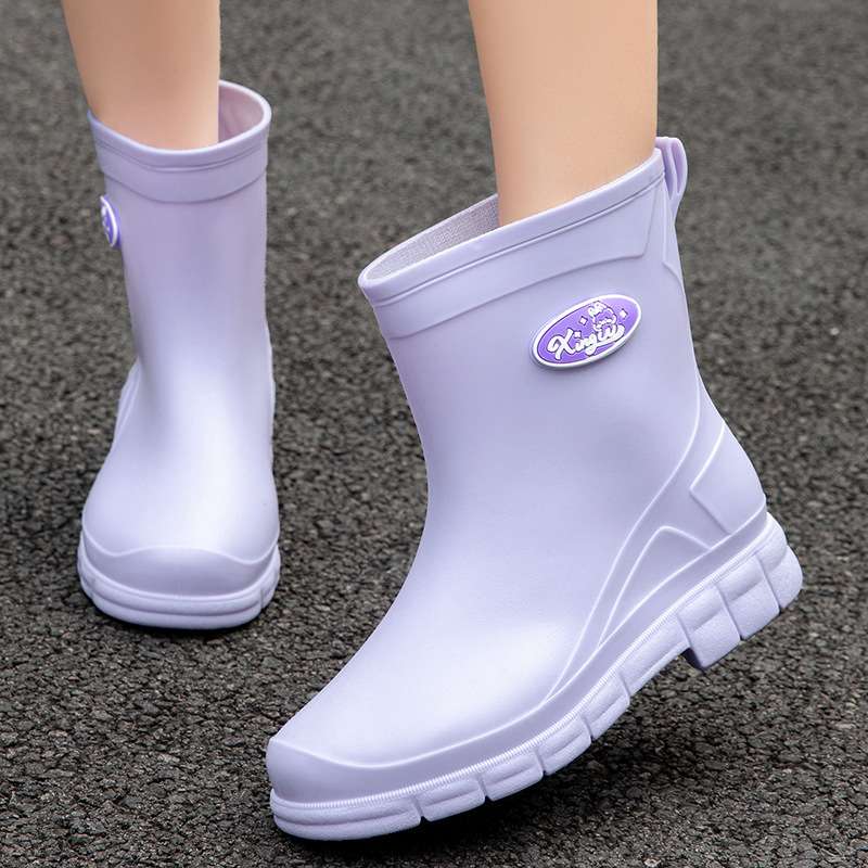 女性用パステル色ショート丈レインブーツ レディース