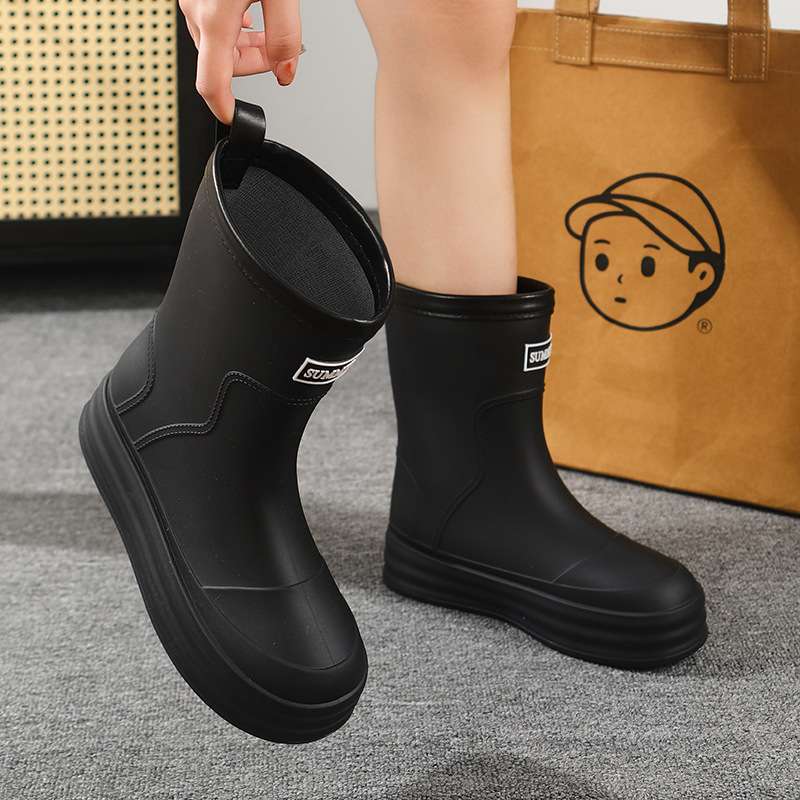 レインブーツ 女性用ショート丈長靴 軽量雨靴 レディース