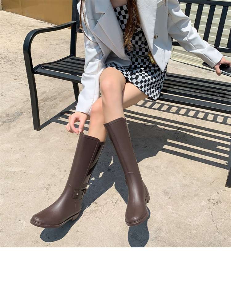レディース長靴 洗練されたロング丈レインブーツ