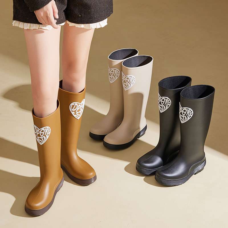 レインブーツ レディース ハート柄 ロング丈 雨靴