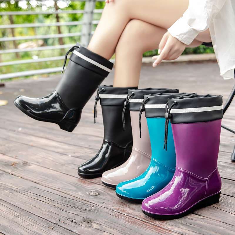 長靴レディース 雨の日おしゃれなロング丈レインブーツ