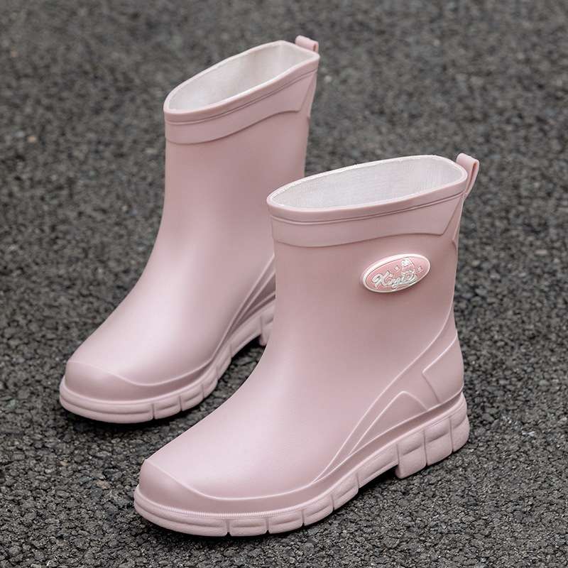 女性用パステル色ショート丈レインブーツ レディース