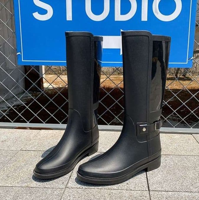 レディース長靴 洗練されたロング丈レインブーツ