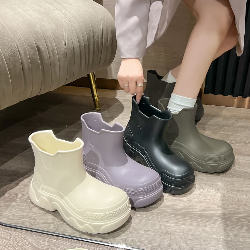 レインブーツ 厚底デザイン　ショート