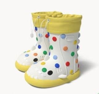 レインブーツ カラフル水玉模様キッズ用ショート丈長靴