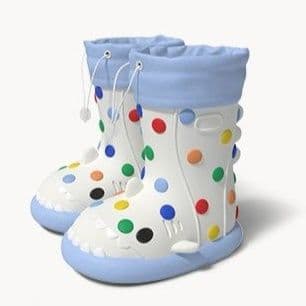 レインブーツ カラフル水玉模様キッズ用ショート丈長靴